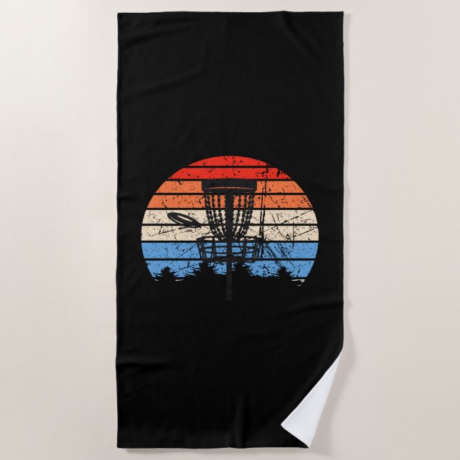 Serviette De Plage Frisbee Golf Disque Golf Rétro (Devant)