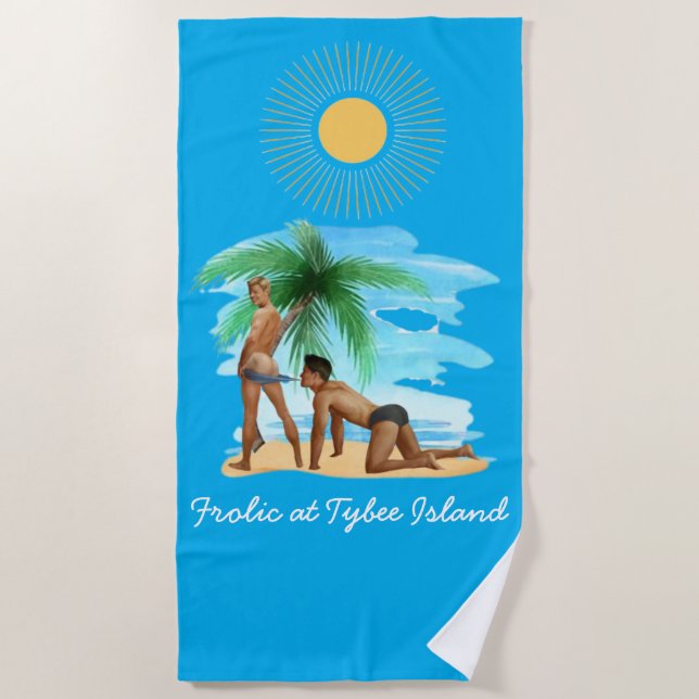 Serviette De Plage Frolic à Tybee Island Gay Beach Towel (Devant)
