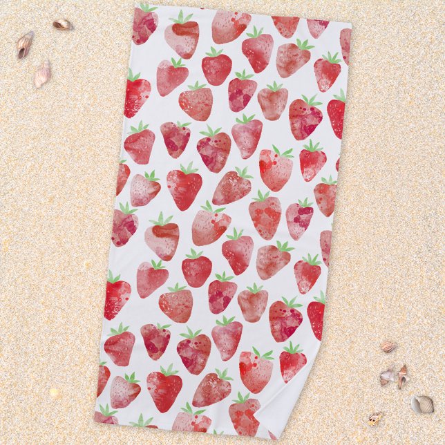 Serviette De Plage Fruit d'aquarelle fraise (Fresh Strawberry fruit watercolor pattern beach towel)