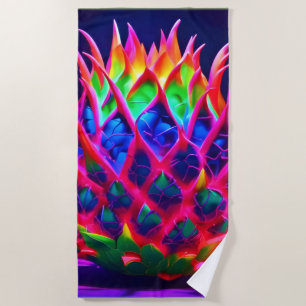 Serviette De Plage Fruit de dragon de néon électrique