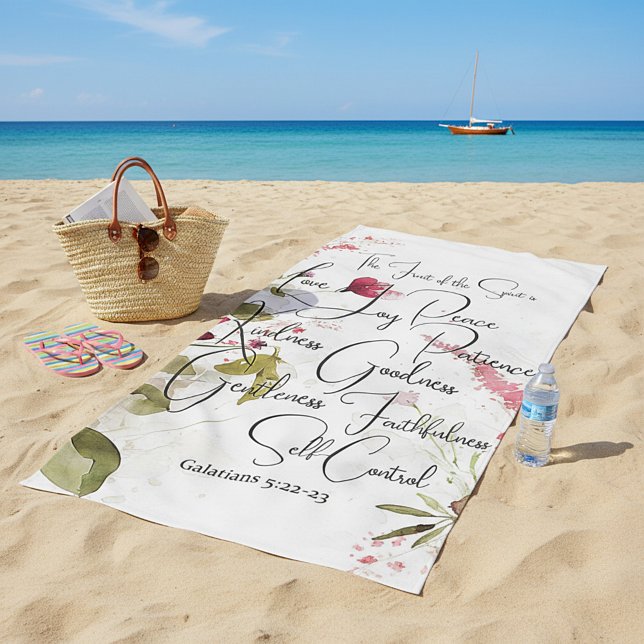 Serviette De Plage Fruit de l'Esprit floral rose (Créateur téléchargé)