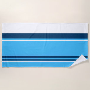 Serviette De Plage Funky Abstrait Art clair Bleu foncé Blanc