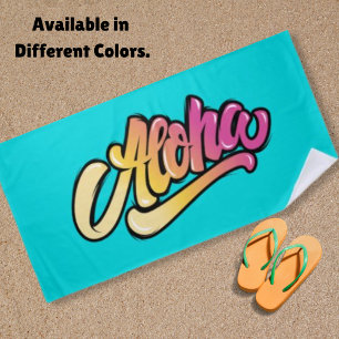 Serviette De Plage Funky Modern Aqua Blue Hawaiian Aloha