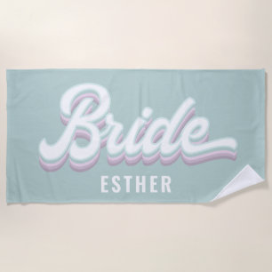 Serviette De Plage Funky rétro 80's pastel bride mariage bachelorette