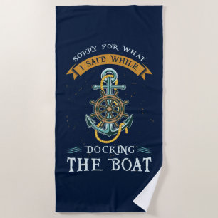 Serviette De Plage Funny Boating Gag Moderne Famille Vacances Plage