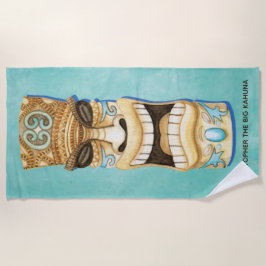 Serviette De Plage Funny Custom Tiki Beach Island Monogramme