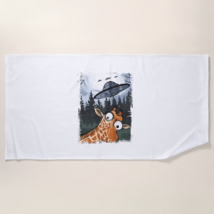 Serviette De Plage Funny Giraffe UFO Zoo Animal Weird Meme Graphique