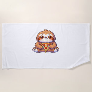 Serviette De Plage Funny Sloth mangeant Pizza, Kawaii Amoureux des an