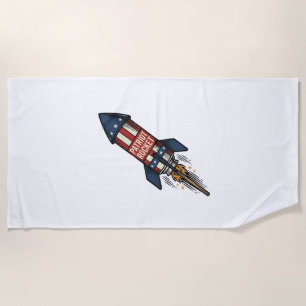 Serviette De Plage Fusée Patriot 4 juillet Conception de feux d'artif
