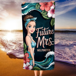 Serviette De Plage Futur Mme Tropical Ocean Wave Bridal Bachelorette