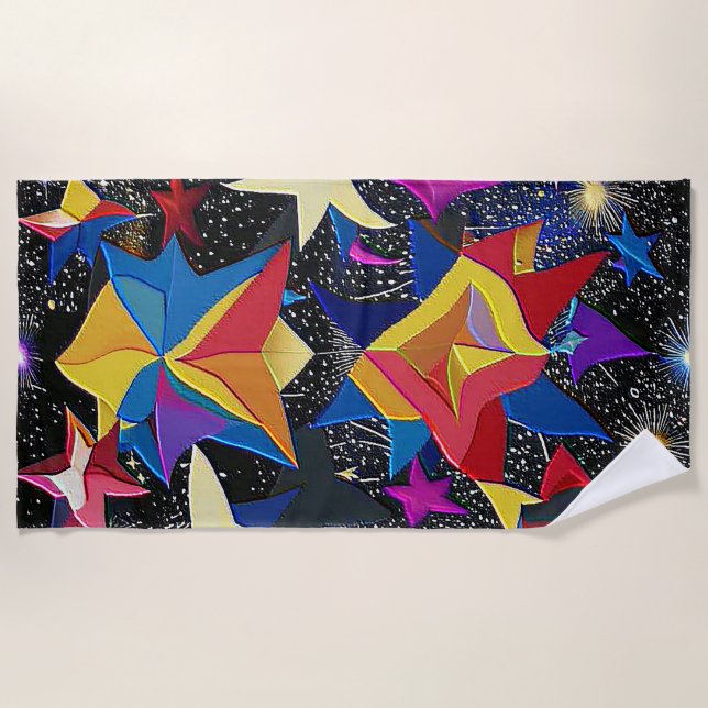 Serviette De Plage Galaxy paradise - Vibrant Abstract Starry Night (Devant)