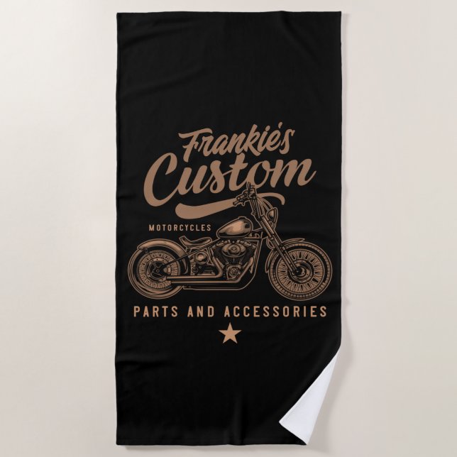 Serviette De Plage Garage de motocyclette Bobber personnalisé (Devant)