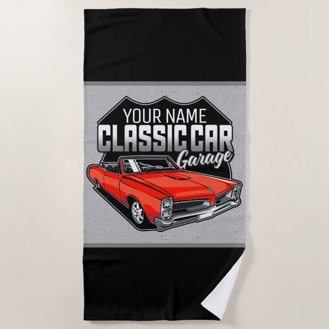 Serviette De Plage Garage de voiture classique convertible personnali (Devant)