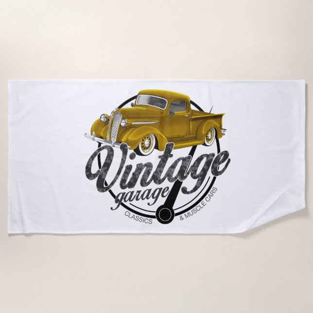 Serviette De Plage Garage vintage Plymouth (Devant)
