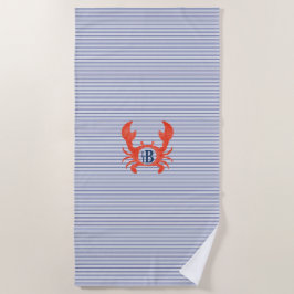 Serviette De Plage Garçons Aquarelle Crabe Monogramme Cercle T-shirt