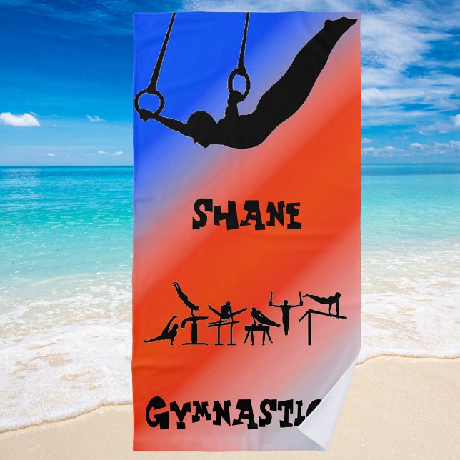 Serviette De Plage Garçons Gymnastique Cercles Patriotique Rouge Blan (Créateur téléchargé)