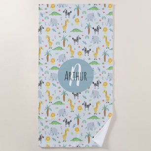 Serviette De Plage Garçons Jote Jungle Safari Animaux Zebra Enfants