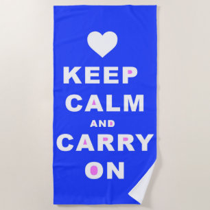 Serviette De Plage GARDEZ CALME ET TRANSPORTEZ EN Bleu