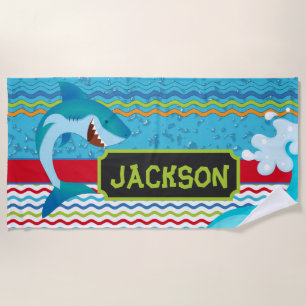Serviette De Plage Garys Shark Personnalisé avec le nom Beach Towel