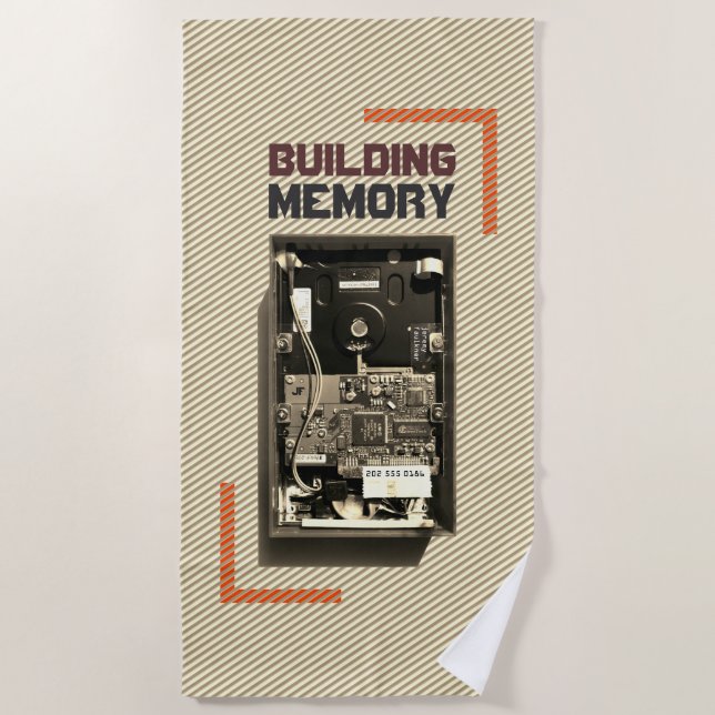 Serviette De Plage Geek de mémoire de construction personnalisable Di (Devant)