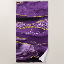 Géode Personnalisé Violet Pourpre Paillettes D'or 