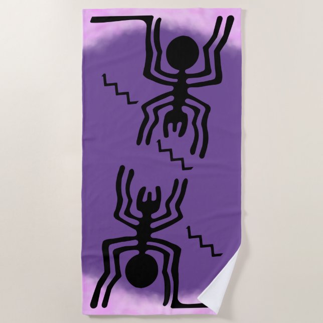 Serviette De Plage Géoglyphes de Nazca Lines - Araignée Bleue Antique (Devant)