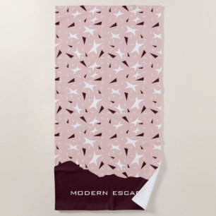 Serviette De Plage Géométrie subtile : Étoiles et Triangles – Rose