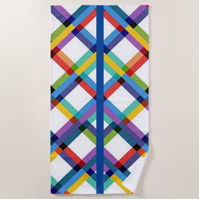 Serviette de plage géométrique multicolore (Devant)