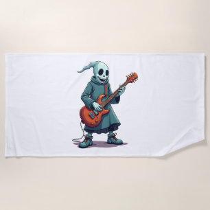 Serviette De Plage Ghost Jouer Guitare - Musique Éffrayante Halloween
