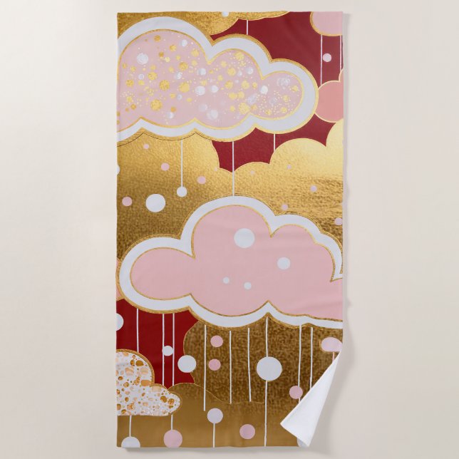 Serviette De Plage Gilded Crimson Rainfall (Devant)