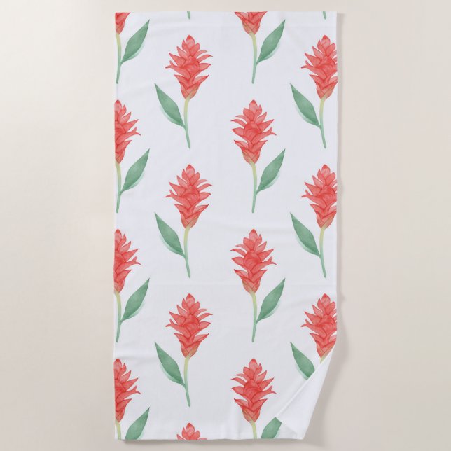 Serviette De Plage Gingembre rouge tropical (Devant)