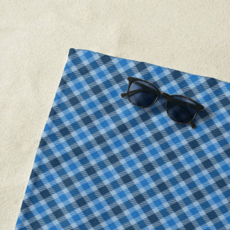 Serviette De Plage Gingham à carreaux diagonaux bleu de base/bleu béb