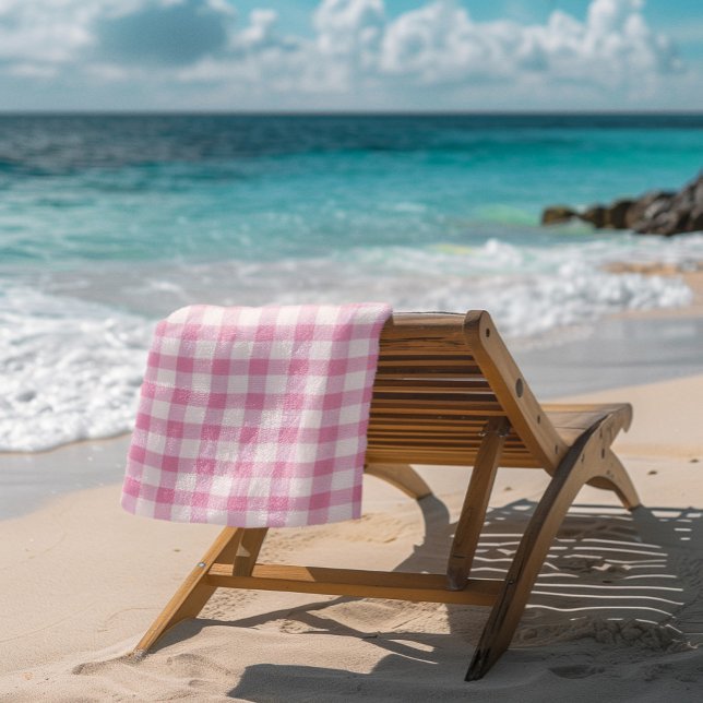 Serviette De Plage Gingham Rose Bébé (Créateur téléchargé)