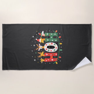 Serviette De Plage Girafe Ho Ho Ho chapeau de Noël Santa assorti Anim
