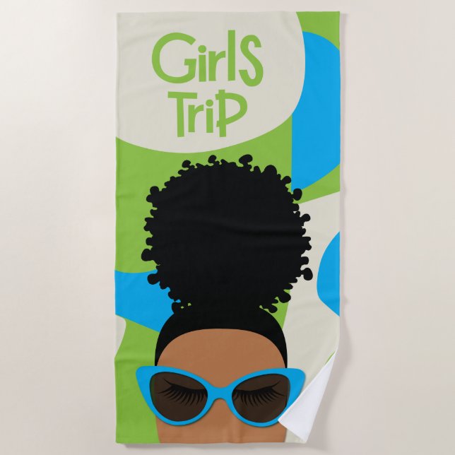 Serviette De Plage Girls Trip Blue and Green Beach Tower (Devant)