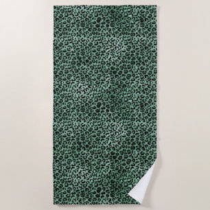 Serviette De Plage Girly Emerald Green Glam Empreinte de léopard