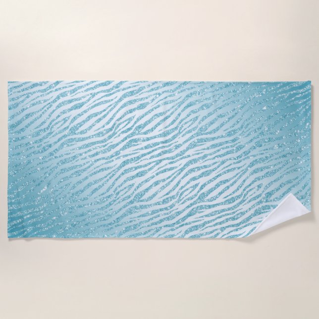 Serviette De Plage Glam poster de animal Parties scintillant bleue (Devant)