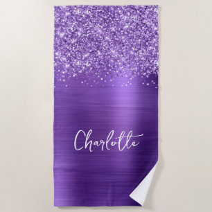 Serviette De Plage Glittery Amethyst Purple Glam Nom
