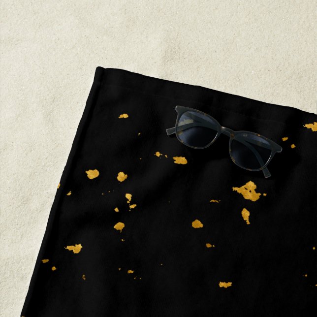 Serviette De Plage Gold Flakes Noir (En situation)