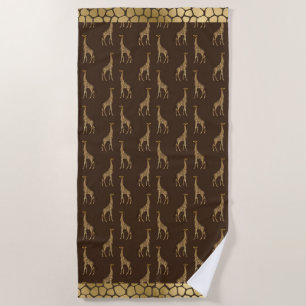 Serviette De Plage Gold Giraffe Chic élégant Safari élégant