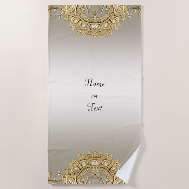 Serviette de plage Gold Ornate (Devant)