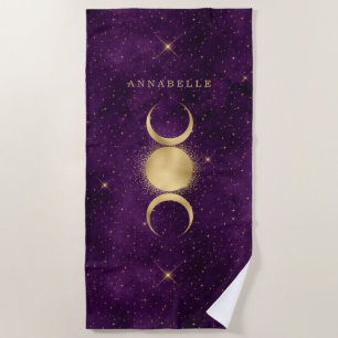 Serviette De Plage Gold Triple Lune violet céleste Personnalisé