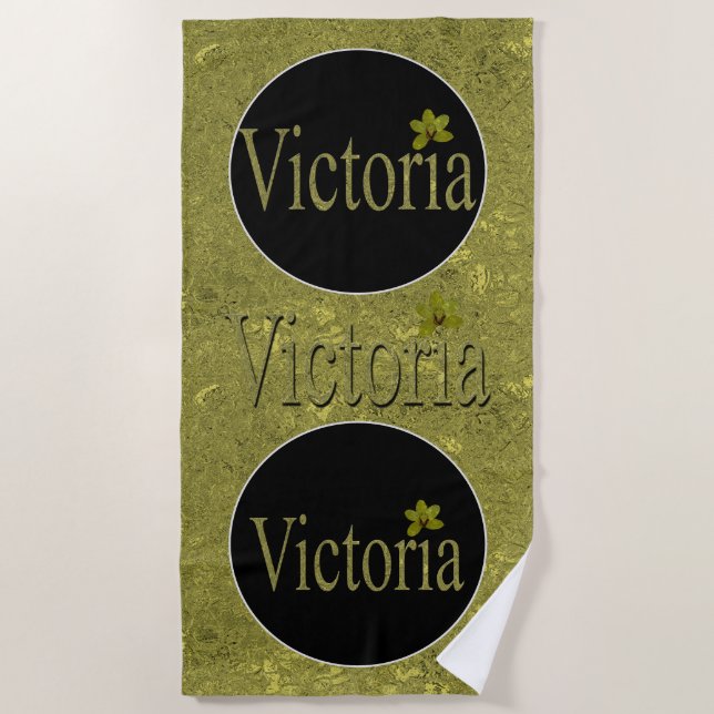 Serviette De Plage Golden Flecks Victoria Nom Design, (Devant)