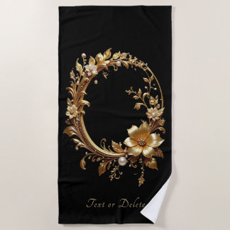 Serviette De Plage Golden Floral Ornate Beach Towel