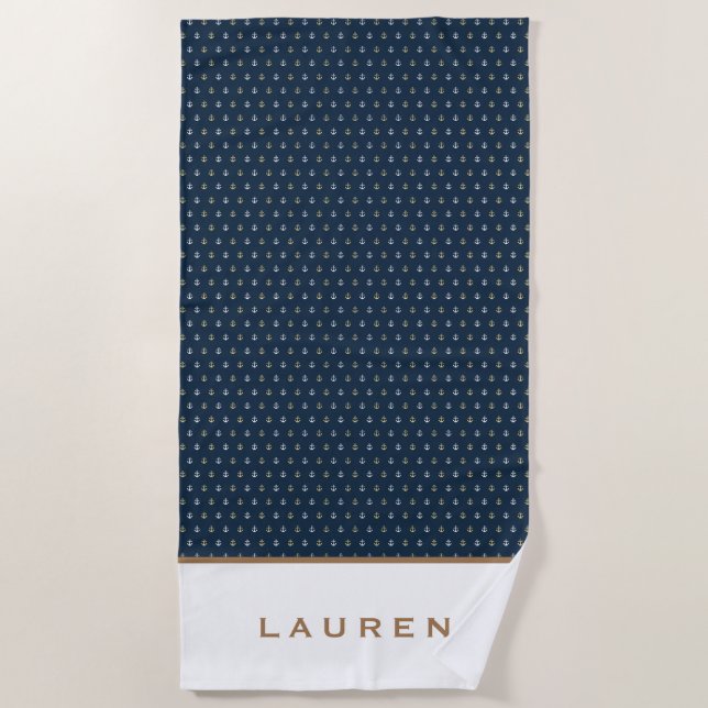 Serviette De Plage Golden Nautical Personalized Beach Towel (Devant)