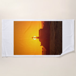 Serviette De Plage Golden Sunset Silhouette of Farol da Barra Salvado