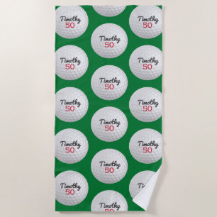 Serviette De Plage Golf Ball Anniversaire - 50e ou autre année