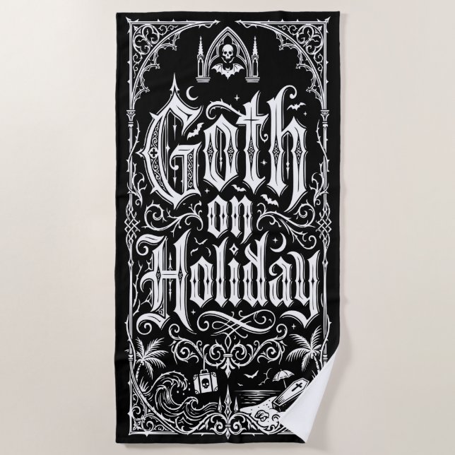 Serviette De Plage Goth on Holiday Gothic Typography Illustration (Devant)
