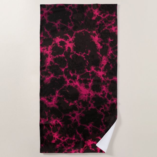 Serviette De Plage Goth rose et noir vibrant (Devant)