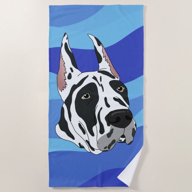 Serviette De Plage Grand Danois harlequin (Devant)